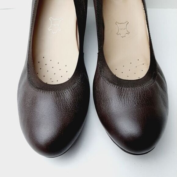 FLEXI Classic Comfort Heel Pumps Genuine Leather Brown Sz 10 - Picture 5 of 12